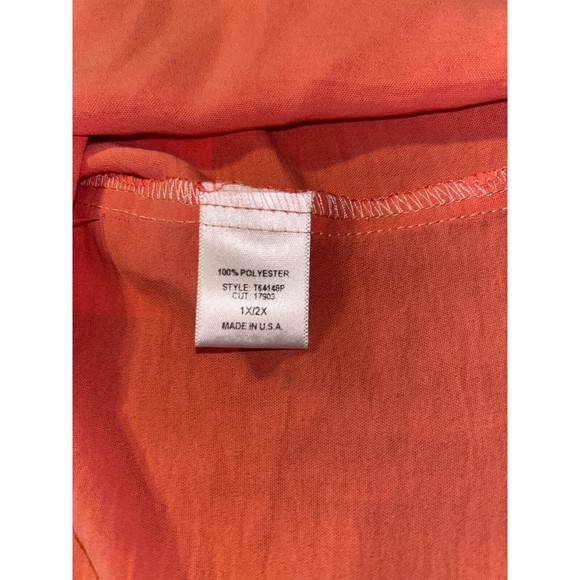 HOCO Top Womens Size 1X 2X V Neck Salmon Coral Runs Large NWT - Picture 5 of 6
